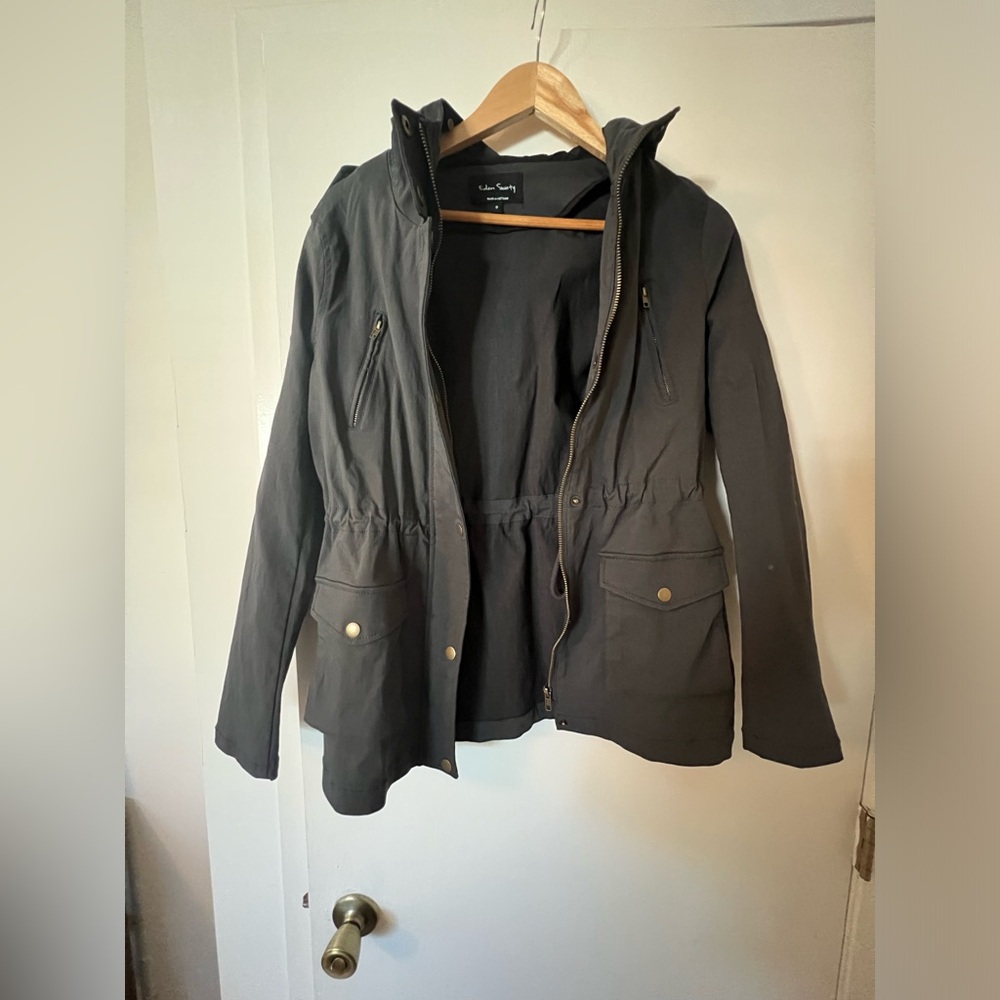 Eden Society: Dark Grey Hood Cargo Jacket. never worn, small, originally $88 - Picture 3 of 8